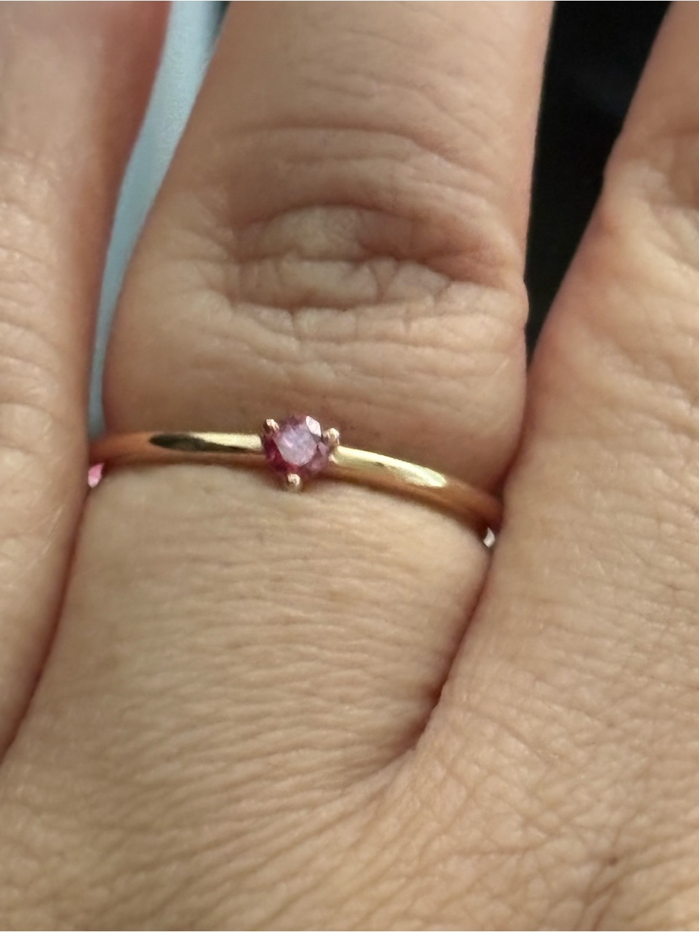 Pandora Gold Ring with Pink Stone